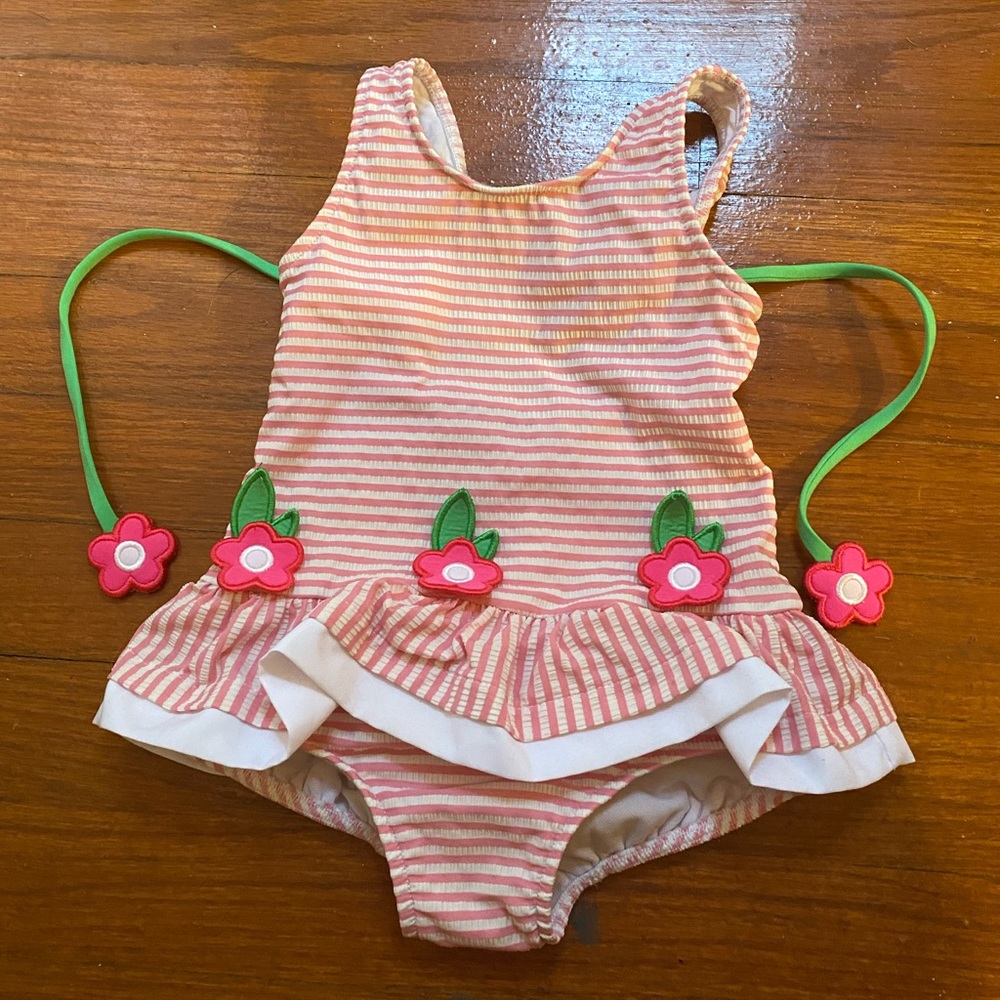 Florence Eiseman seersucker flower swimsuit